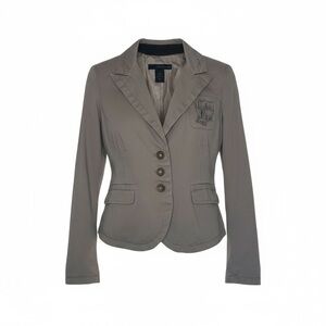 Y2K Calvin Klein Embroidered Women's Size Large Khaki Satin Lined Casual Blazer